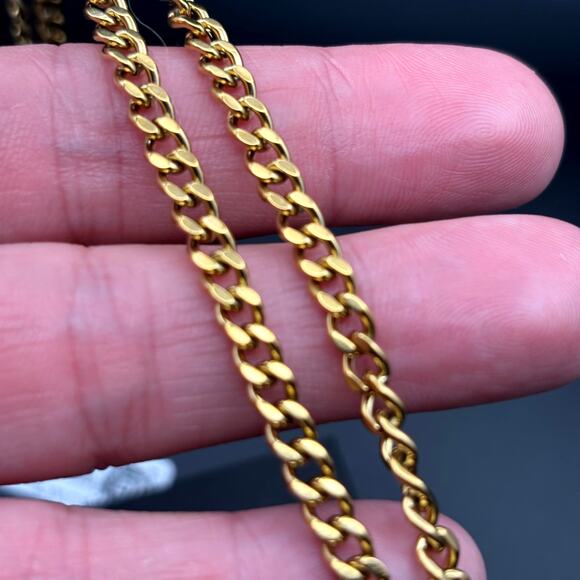 Blackjack BJP48G Mens 18K Gold Plated Stainless Steel Cross Necklace with CZ NWT - Picture 7 of 15